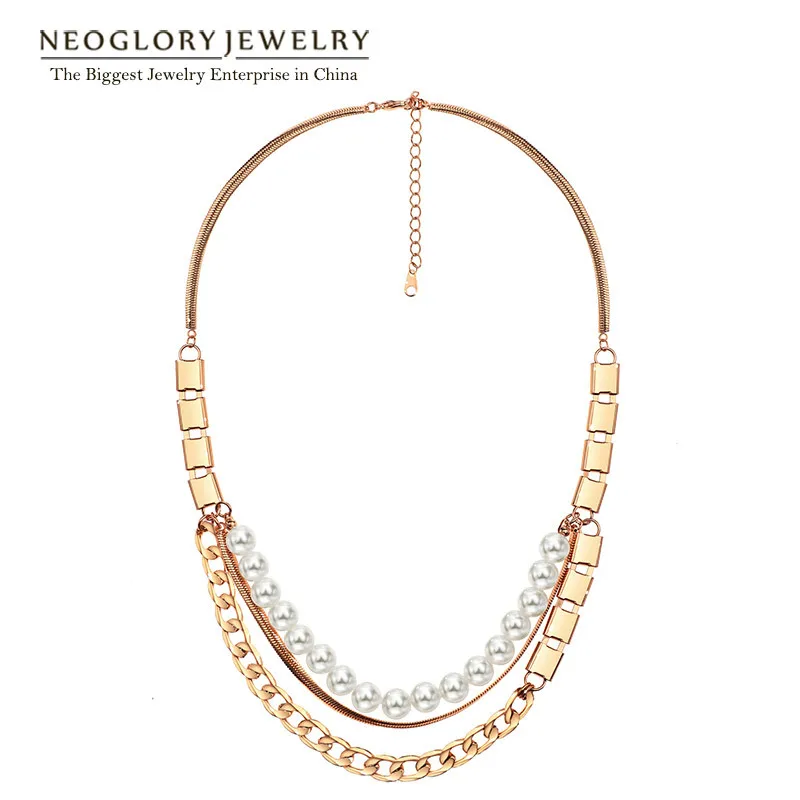 Neoglory multi layer Simulated Pearl Rose Gold Color Alloy Chain Necklaces for Women Jewelry 2018 New Brand Fashion Pea-1 Goldp
Neoglory multi layer Simulated Pearl Rose Gold Color Alloy Chain Necklaces for Women Jewelry 2018 New Brand Fashion Pea-1 Goldp