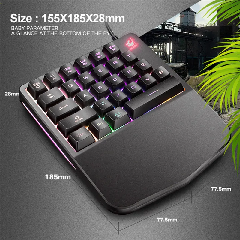 USB Glowing Gaming Keyboard One-handed Led Mechanical Keyboard For PUGB Mobile Game Left Hand Small Keyboard Perfect Gift
USB Glowing Gaming Keyboard One-handed Led Mechanical Keyboard For PUGB Mobile Game Left Hand Small Keyboard Perfect Gift