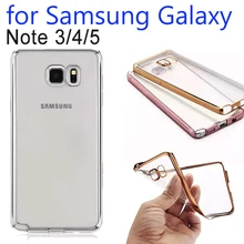 Phone Case Cover For SAMSUNG Galaxy NOTE 3 4 5 Thin Clear Plating Electroplating TPU Soft Case For Galaxy N9000 N9100 N9200