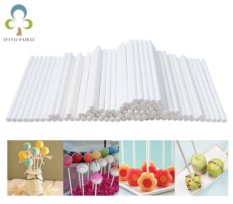 

100 Pcs/lot 6" 15cm Cake Pop Paper Stick Lolly Pop Lollipop Sucker sticks Wholesale cake tools kitchen accessories