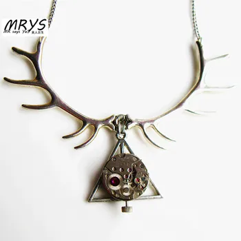 steampunk punk Deathly Hallows watch parts gears deer antler pendant statement necklace chain choker women men vintage
steampunk punk Deathly Hallows watch parts gears deer antler pendant statement necklace chain choker women men vintage
