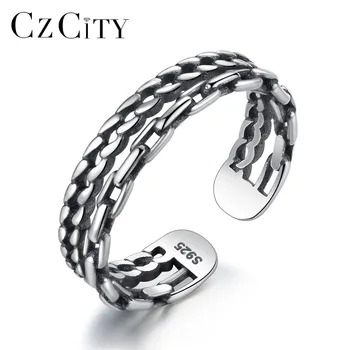 CZCITY 100% 925 Sterling Silver Adjustable Rings For Women And Men Punk Double Chain Design Unusual Engagement And Wedding Ring 
CZCITY 100% 925 Sterling Silver Adjustable Rings For Women And Men Punk Double Chain Design Unusual Engagement And Wedding Ring