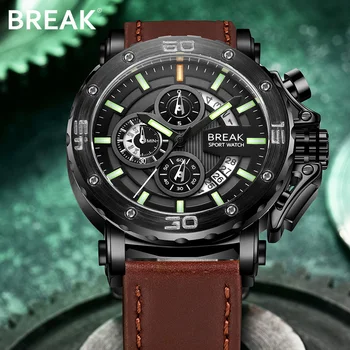 BREAK Men Chronograph Casual Watch Luxury Quartz Military Sport Watches Date Leather Man Wristwatches Relogio Masculino 5689
BREAK Men Chronograph Casual Watch Luxury Quartz Military Sport Watches Date Leather Man Wristwatches Relogio Masculino 5689
