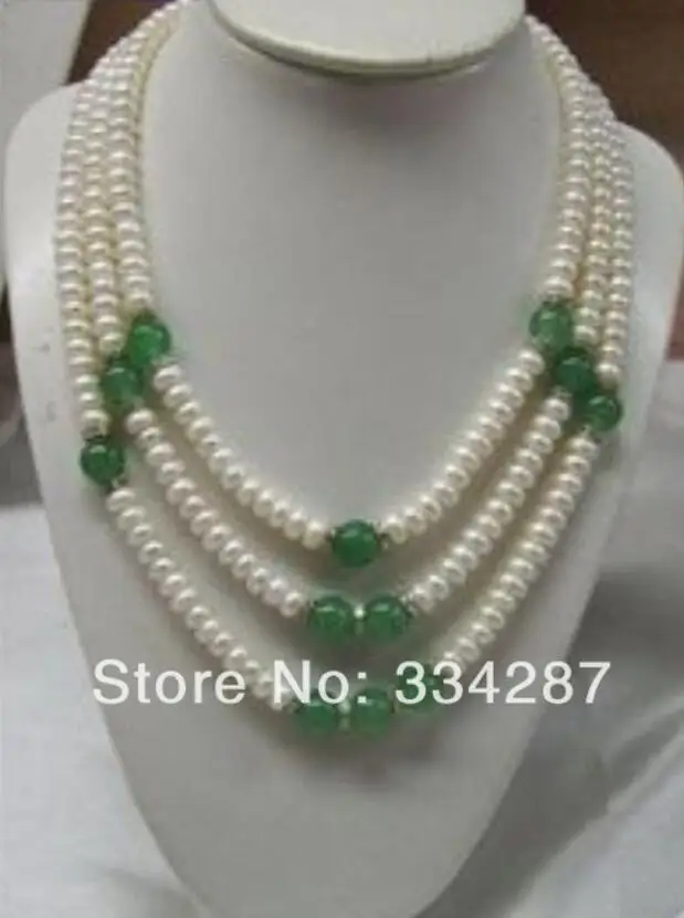 New natural freshwater pearls 3 Row 7-8mm white pearl green Quartzite stone necklace
New natural freshwater pearls 3 Row 7-8mm white pearl green Quartzite stone necklace