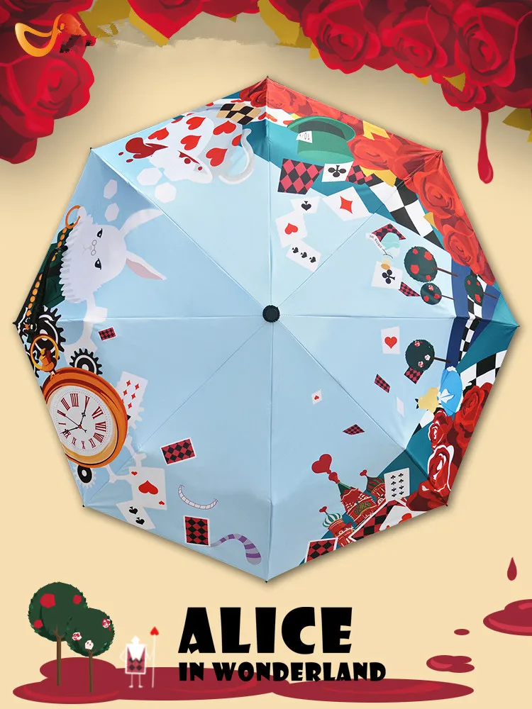 Alice in Wonderland Clock Cat Umbrella Three-Folding Non-Auto Umbrella Cartoon Windproof Folding Sun Rain Umbrella
Alice in Wonderland Clock Cat Umbrella Three-Folding Non-Auto Umbrella Cartoon Windproof Folding Sun Rain Umbrella