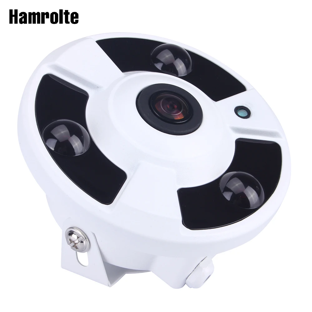 

Hamrolte Panoramic IP Camera 5MP 1.7 FishEye Lens Wide Angle 1080P 15fps,960P/720P 25fp Onvif IP Camera DV12 or 48V POE Optional