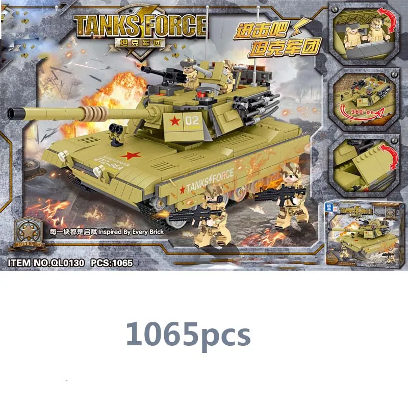1065pcs Military series WW.2 World war China 96A main battle tank Model Building Blocks Toys Gifts compatible legoings
1065pcs Military series WW.2 World war China 96A main battle tank Model Building Blocks Toys Gifts compatible legoings