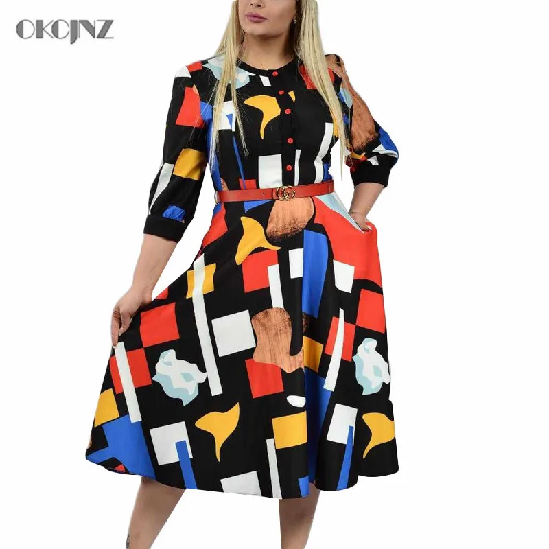 2019 Fashion Runway Vintage Shirt Dress Women Vestido Half Sleeve Multicolor Print A-line Belted Party Dresses Plus Size OKQ349
2019 Fashion Runway Vintage Shirt Dress Women Vestido Half Sleeve Multicolor Print A-line Belted Party Dresses Plus Size OKQ349