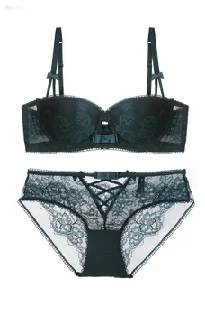 French lace bra, European and American bras with half a thin cotton padded bra suit
French lace bra, European and American bras with half a thin cotton padded bra suit