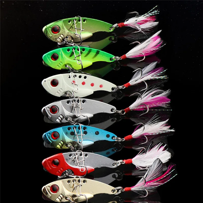 

Long Shot Fishing Lures Spoon Metal High Quality Bright Colors VIB Sequins Fish Hard Bait Bass Vibration Crankbait Tool 5.5cm