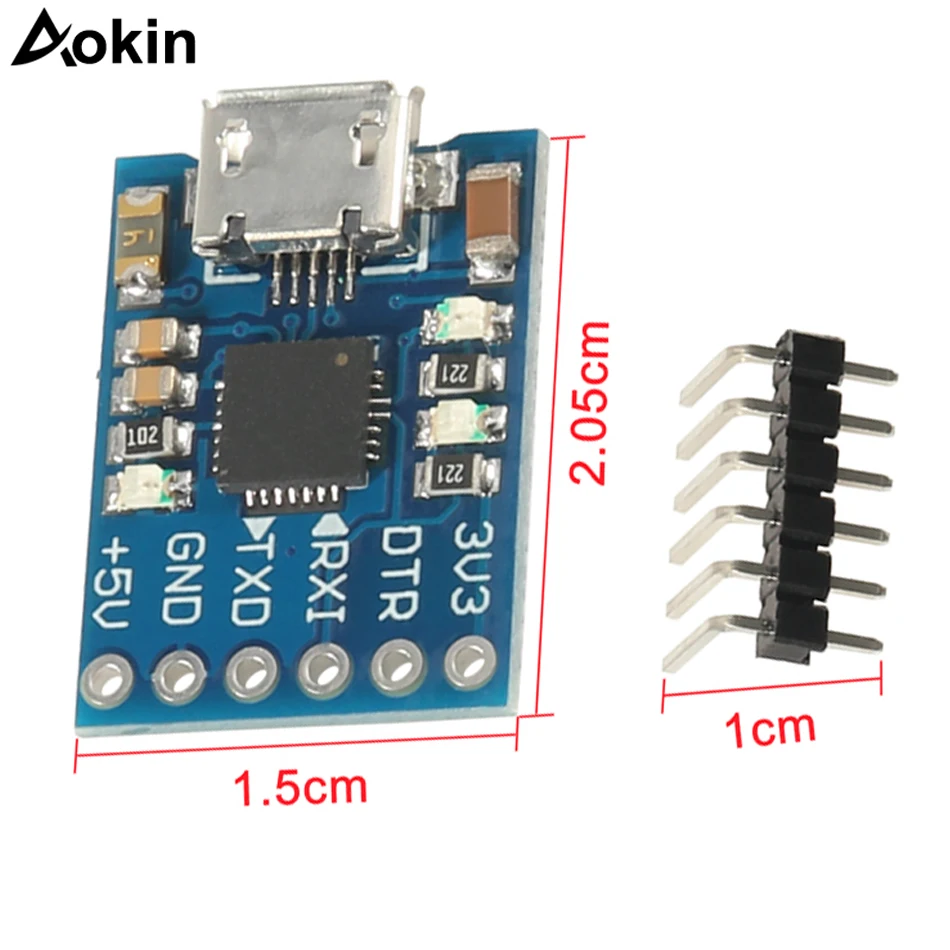 

Aokin CP2102 MICRO USB to UART TTL Module 6Pin 6Pin Serial Converter UART STC Replace FT232 NEW For Arduino