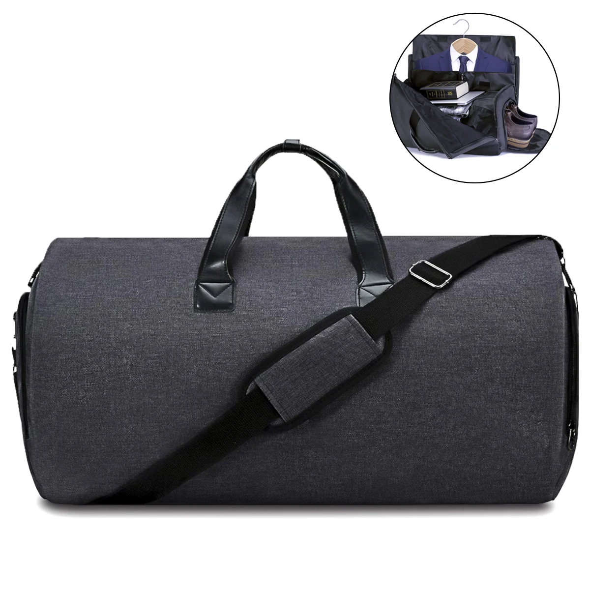

Convertible Garment Suit Travel Duffel Bag, 2 in 1 Carry On Weekender Garment Bag Overnight Suitcase With Shoes Compartment