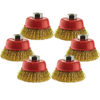 Tools Wire brush Spares Brass Coated 6pcs set Deburring Angle Grinder Polishing Cleaning Rust remover Attachment 
Tools Wire brush Spares Brass Coated 6pcs set Deburring Angle Grinder Polishing Cleaning Rust remover Attachment