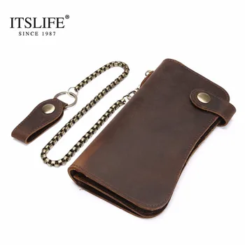 New arrival Men's Crazy Horse Leather Hasp Wallet With Chain cowhide male genuine leather bifold long purse with belt chain
New arrival Men's Crazy Horse Leather Hasp Wallet With Chain cowhide male genuine leather bifold long purse with belt chain