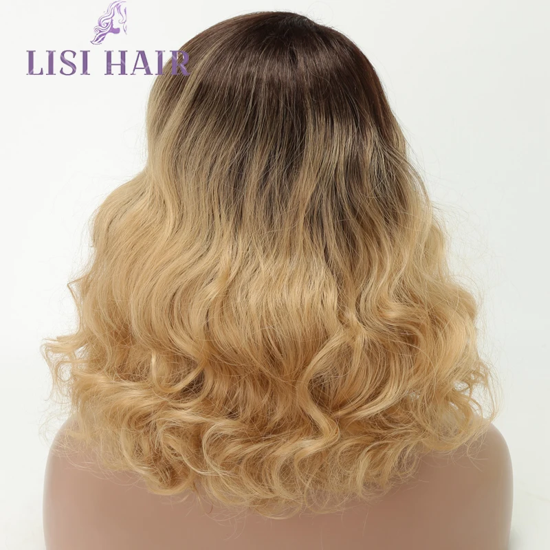 LISI HAIR Short Wavy Blonde Ombre Brown Synthetic Heat Resistant Fiber Wigs For Black Women For Wedding Cosplay Women's Daily (1)
