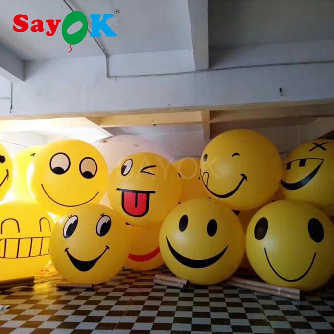 Custom Inflatable Emoji Balloon Cute PVC Hanging Balloon Model with Different Emoticon and Rope Buckle on the Top
Custom Inflatable Emoji Balloon Cute PVC Hanging Balloon Model with Different Emoticon and Rope Buckle on the Top