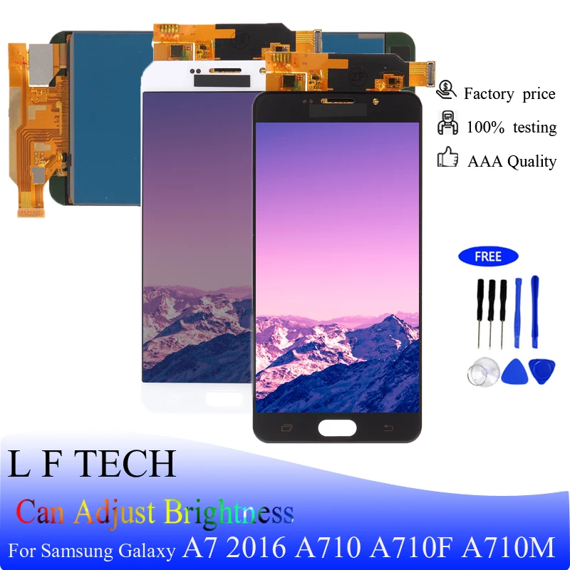LCD Display for Samsung Galaxy A7 2016 A710 A710F A710M TFT LCD and Touch Screen Digitizer Assembly Replacement
LCD Display for Samsung Galaxy A7 2016 A710 A710F A710M TFT LCD and Touch Screen Digitizer Assembly Replacement
