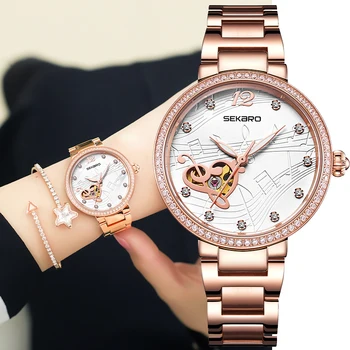 2019 Creative Musical Note Women Watches Automatic Mechanical Diamand Rose Gold WristWatch Hollow Rhinestones lady female Clock
2019 Creative Musical Note Women Watches Automatic Mechanical Diamand Rose Gold WristWatch Hollow Rhinestones lady female Clock