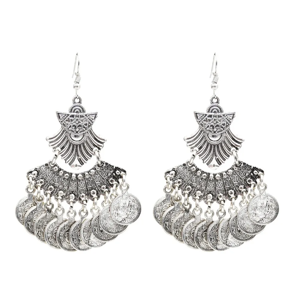 Gypsy Retro Silver Geometric Coin Tassel Drop Earrings for Women Boho Turkish Ethnic Drop Earring Festival Statement Jewelry
Gypsy Retro Silver Geometric Coin Tassel Drop Earrings for Women Boho Turkish Ethnic Drop Earring Festival Statement Jewelry