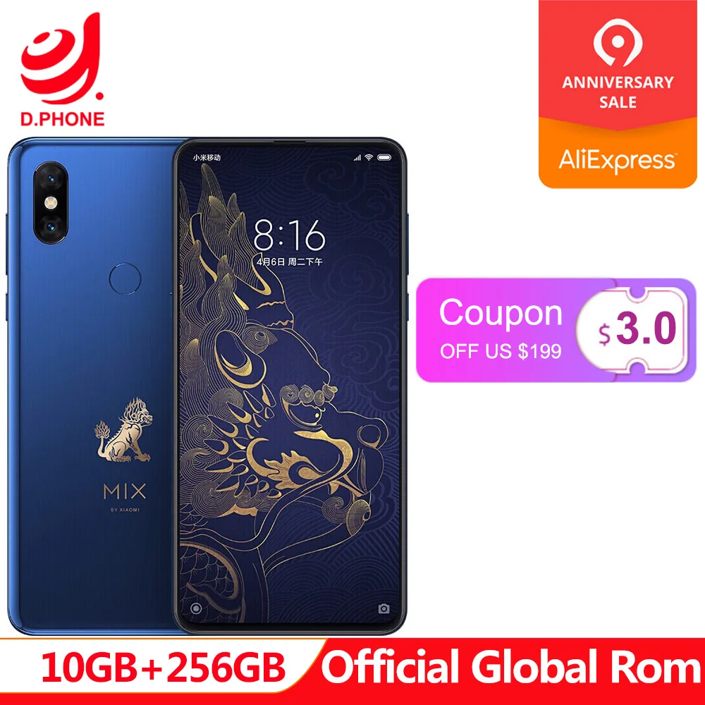 Forbidden City Global Rom Xiaomi Mix 3 Mix3 10GB RAM 256GB ROM Mobile Phone S845 Octa Core 24MP Camera 6.39" Wireless Charging
Forbidden City Global Rom Xiaomi Mix 3 Mix3 10GB RAM 256GB ROM Mobile Phone S845 Octa Core 24MP Camera 6.39" Wireless Charging