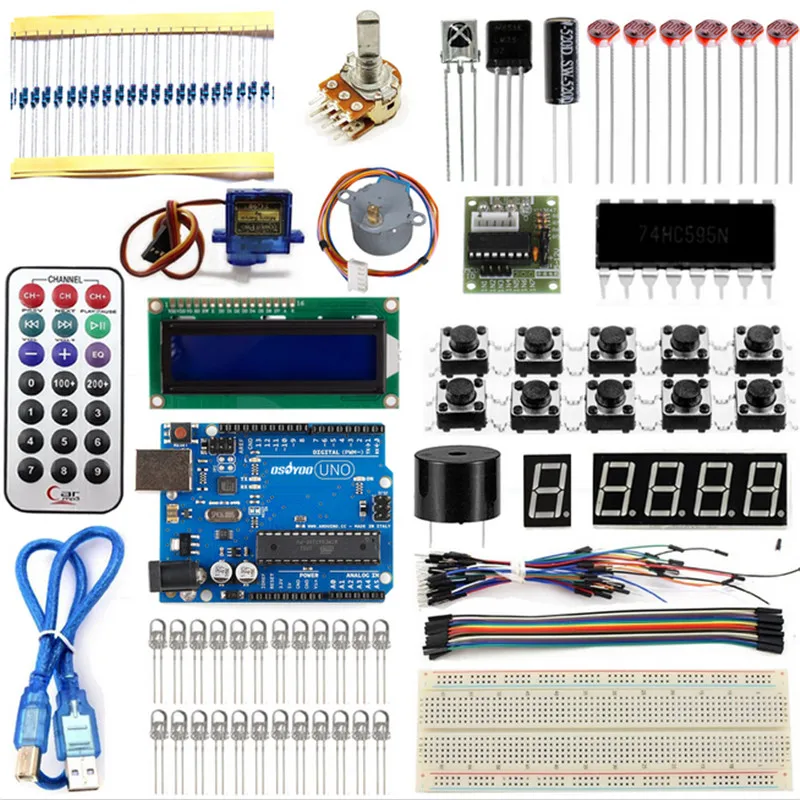 Starter kit для Arduino UNO R3 обучения базовый набор доска Шаговые двигатели 1602 ЖК дисплей