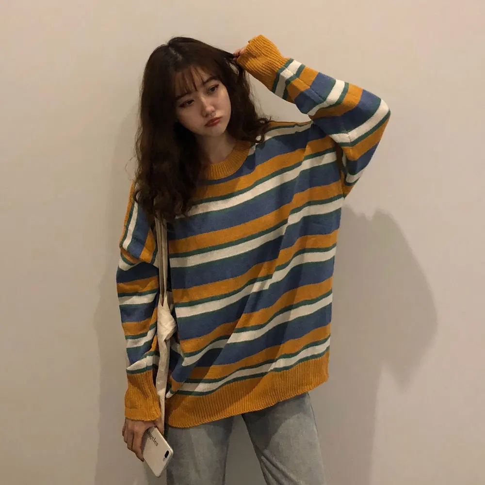 Women's Clothing Cute Kawaii Casual Loose Ins Chic Striped Sweater Lady Harajuku Ulzzang Sweaters For Women Winter Knitted
Women's Clothing Cute Kawaii Casual Loose Ins Chic Striped Sweater Lady Harajuku Ulzzang Sweaters For Women Winter Knitted