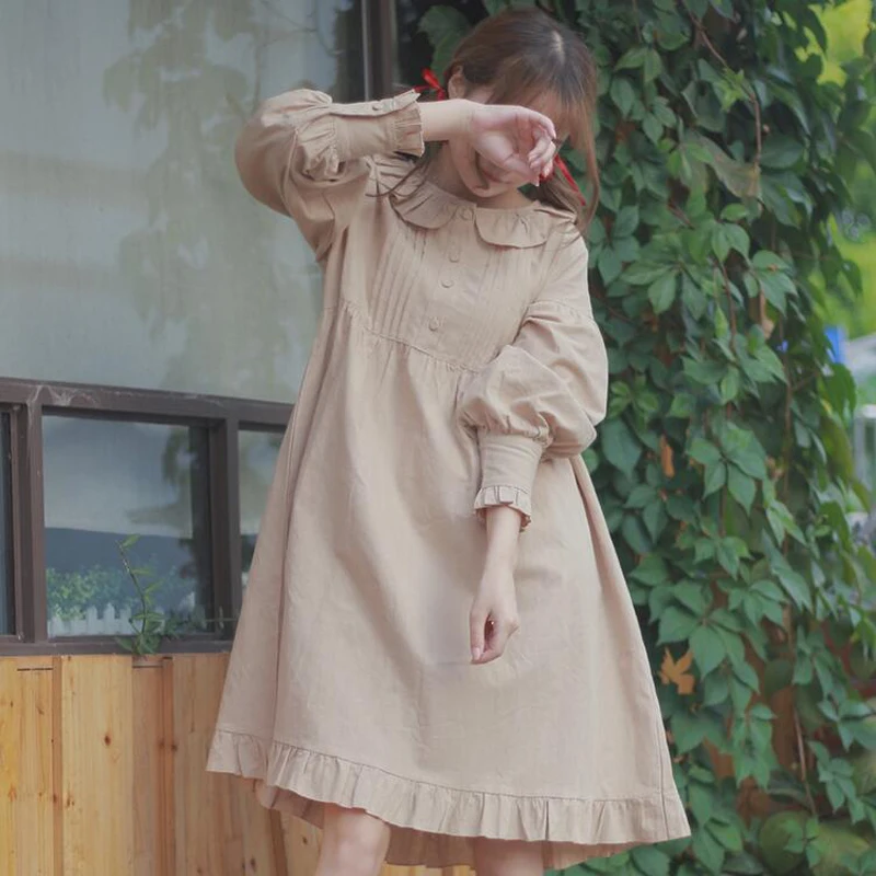 Japanese soft sisters Mori girl fresh long long-sleeved dress summer Korean loose student dress
Japanese soft sisters Mori girl fresh long long-sleeved dress summer Korean loose student dress