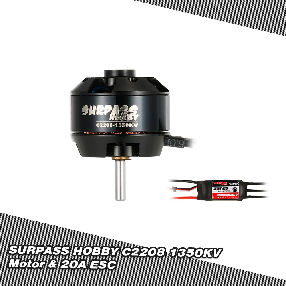 SURPASS HOBBY 2208 1350KV 14 полюса бесщеточный мотор и 20A ESC 2-4S для RC Самолет с неподвижным
