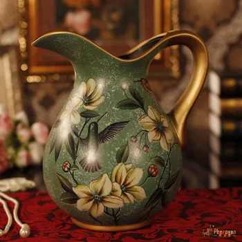 

American pastoral village old fashion ceramic vase painted floral decor decoration Home Furnishing