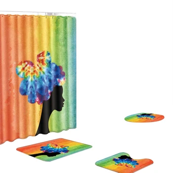 4Pcs/Set Carpet Bathroom Foot Pad African Woman Bath Mat and Shower Curtain Set PVC Toilet Toilet Seat Covers Home Decor 
4Pcs/Set Carpet Bathroom Foot Pad African Woman Bath Mat and Shower Curtain Set PVC Toilet Toilet Seat Covers Home Decor