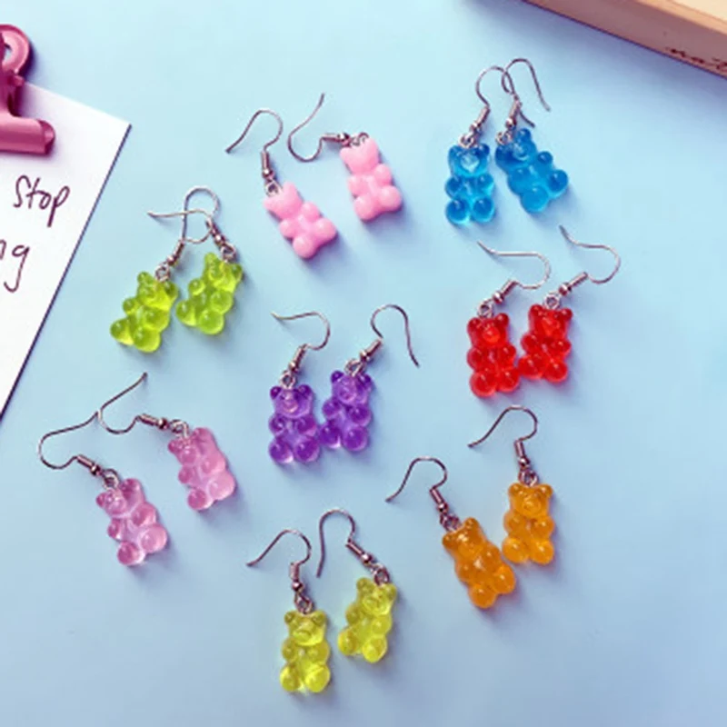 Cute Handmade Resin Colorful Cartoon Animal Bear Earring Unique Candy Color Drop Earring For Women Girl Funny Party Jewelry Gift
Cute Handmade Resin Colorful Cartoon Animal Bear Earring Unique Candy Color Drop Earring For Women Girl Funny Party Jewelry Gift
