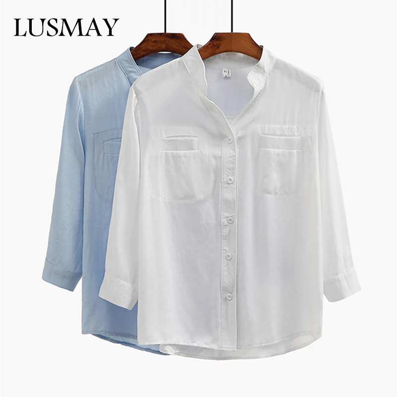 Casual V Neck Solid Tops And Blouses Women 2018 Autumn New Fashion Blouse Women Three Quarter Sleeve Shirt Women White Blue
Casual V Neck Solid Tops And Blouses Women 2018 Autumn New Fashion Blouse Women Three Quarter Sleeve Shirt Women White Blue