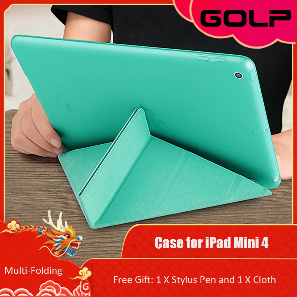 Case for iPad Mini 4,GOLP Smart PU Leather Multi-folding Cover Hybrid Soft Flexbility translucent TPU back Case for iPad Mini 4
Case for iPad Mini 4,GOLP Smart PU Leather Multi-folding Cover Hybrid Soft Flexbility translucent TPU back Case for iPad Mini 4