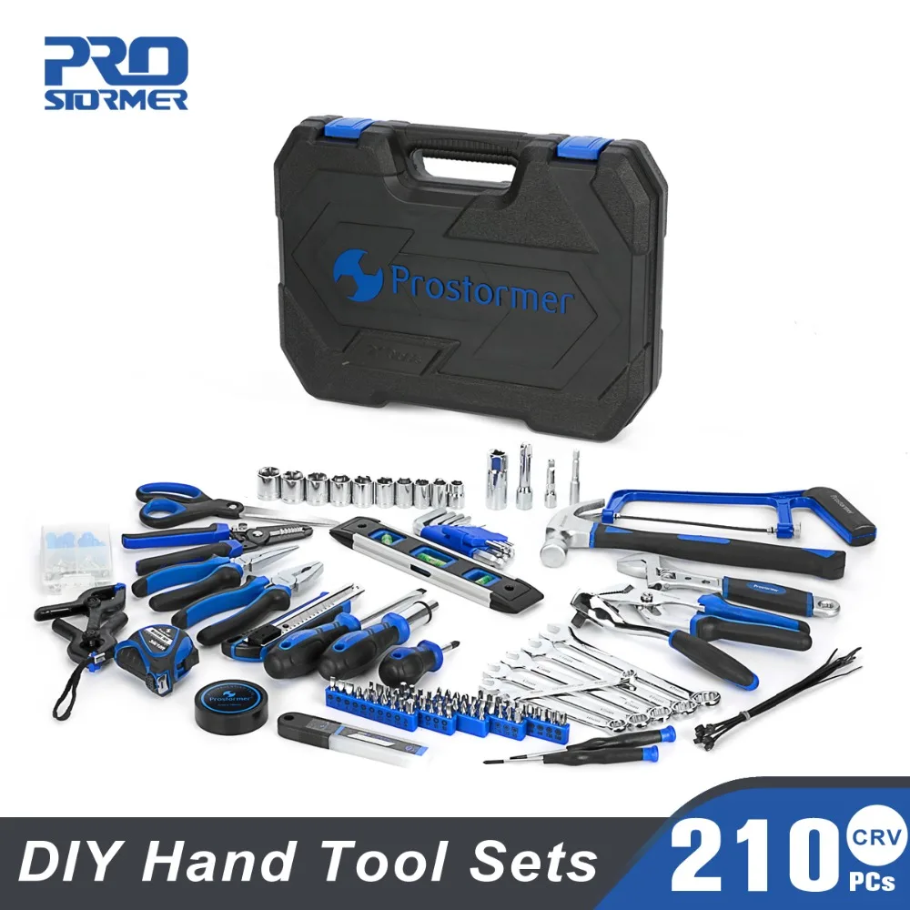 PROSTORMER 210 pcs Hand Tool Set General Household Repair Tool Kits with Storage Toolbox Hammer Screwdriver Knife hand tools
PROSTORMER 210 pcs Hand Tool Set General Household Repair Tool Kits with Storage Toolbox Hammer Screwdriver Knife hand tools