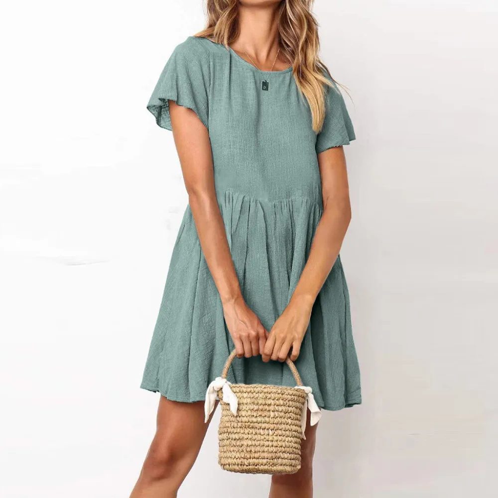 Cotton and Linen Women Dress Casual Summer Short Butterflies Sleeve Solid Color Fashion Elegant Ladies Dresses robe vintage #10
Cotton and Linen Women Dress Casual Summer Short Butterflies Sleeve Solid Color Fashion Elegant Ladies Dresses robe vintage #10
