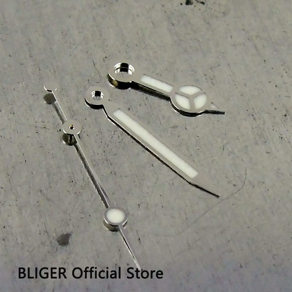 Fashion Bliger silver edge white luminous stainless steel hands fit ETA 6497 6498 ST36 series movement men's watch hands H22 
Fashion Bliger silver edge white luminous stainless steel hands fit ETA 6497 6498 ST36 series movement men's watch hands H22