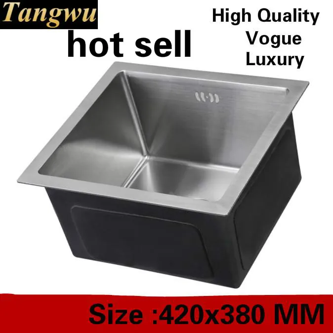 

Free shipping Apartment balcony kitchen manual sink single trough mini wash vegetables 304 stainless steel hot sell 420x380 MM