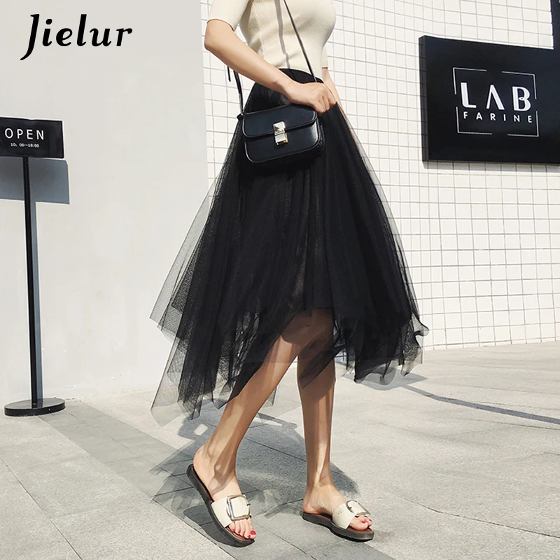 Jielur Solid Color Women's Skirts Elastic High Waist Pleated Skirt Chiffon Tulle Skirts Sweet Female Saia Ladies Lolita Faldas
Jielur Solid Color Women's Skirts Elastic High Waist Pleated Skirt Chiffon Tulle Skirts Sweet Female Saia Ladies Lolita Faldas