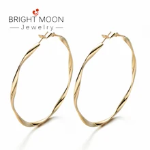 Pendientes de aro grandes de moda de Luna brillante pendientes de círculo redondo de Color dorado Hiphop Rock para mujer joyería femenina Oorbellen(China)