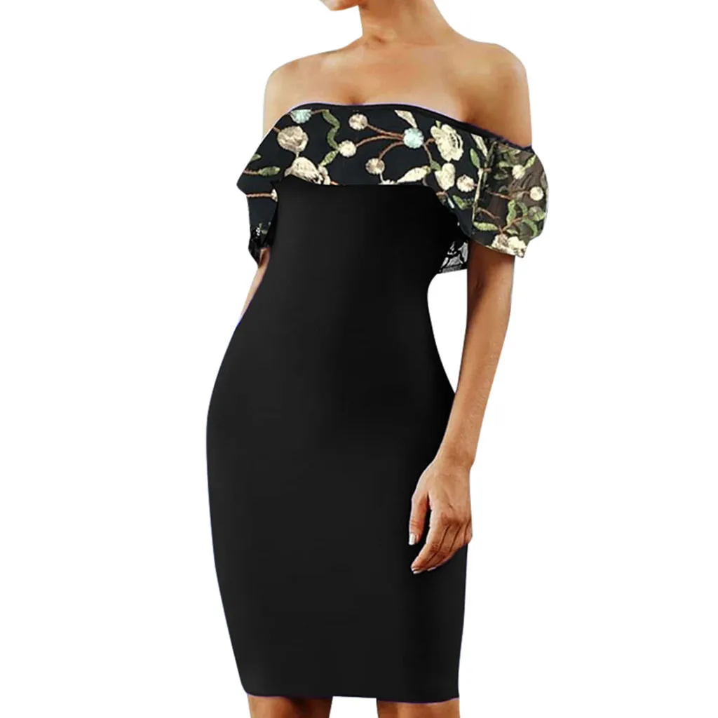 Off the Shoulder Sexy Dress Women Summer Bodice Bardot Bodycon Dress Short Sleeve Floral Embroidered Going Out Party Dresses #L
Off the Shoulder Sexy Dress Women Summer Bodice Bardot Bodycon Dress Short Sleeve Floral Embroidered Going Out Party Dresses #L