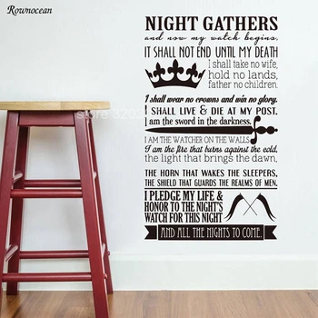 Game Of Thrones Motivational Art Quote Wall Sticker Night's Watch Oath Wall Decal Stranger Things Home Decoration H508
Game Of Thrones Motivational Art Quote Wall Sticker Night's Watch Oath Wall Decal Stranger Things Home Decoration H508