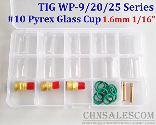 CHNsalescom 26 pcs TIG Welding Gas Lens #10 Pyrex Glass Cup Kit for WP-9/20/25 1.6mm 1/16"
CHNsalescom 26 pcs TIG Welding Gas Lens #10 Pyrex Glass Cup Kit for WP-9/20/25 1.6mm 1/16"