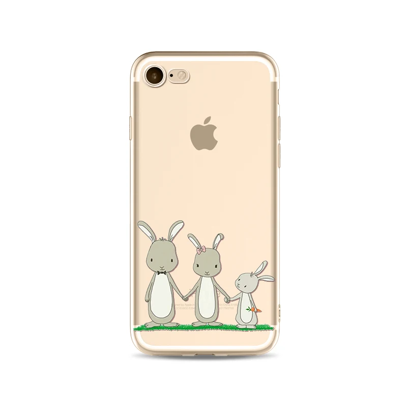 Cute Cat Rabbit Husky Phone Case For iPhone 7 7Plus 6 6s 6P 6SPlus 5 5s SE Soft TPU Black Cats Glasses Rabbit Husky Phone Cover 31