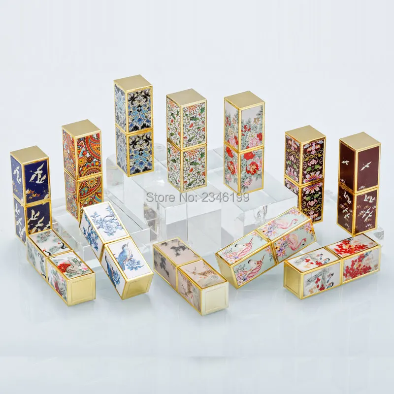 Lipstick Tube 12.1 Square Lip Balm Container Classical Lipstick Packaging Chinese Style Lip Balm Tube Cosmetic Container (4)