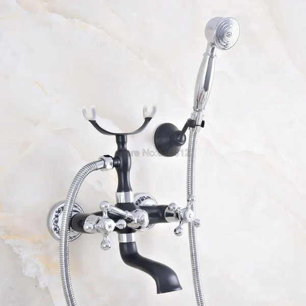 Black & Chrome Brass bathroom bathtub mixer tap faucet with telephone hand shower set Bath & Shower Faucets tna018
Black & Chrome Brass bathroom bathtub mixer tap faucet with telephone hand shower set Bath & Shower Faucets tna018