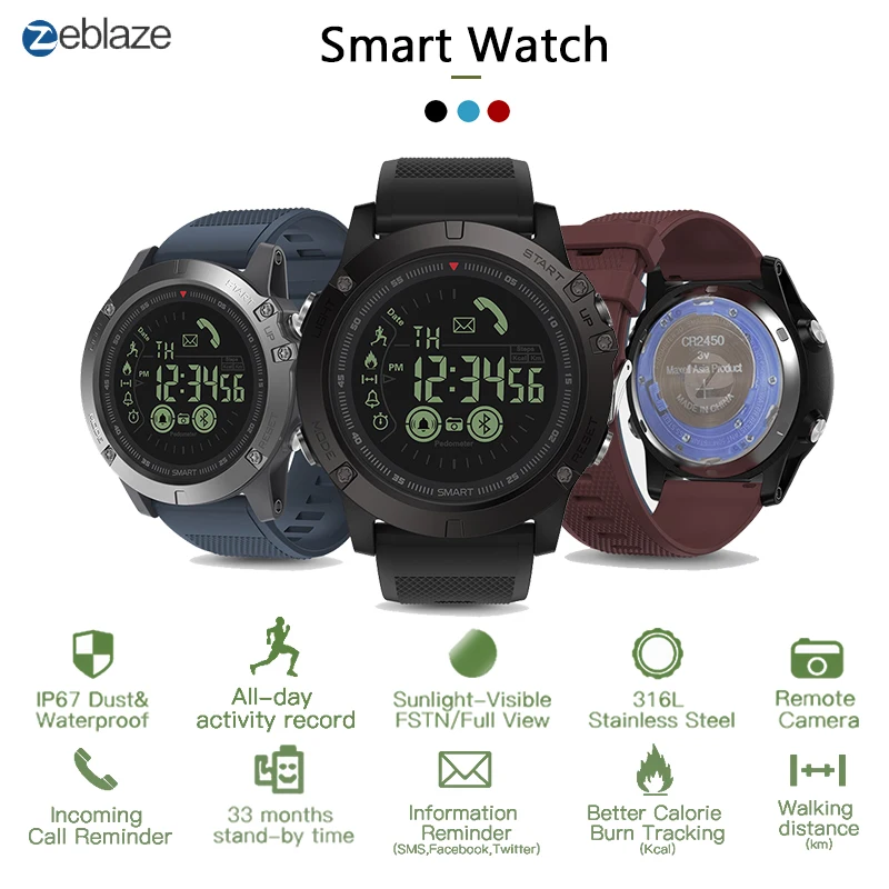 

VTIN VIBE3 HR Smart Watch 5ATM IP67 Professional Waterproof Smart Band Sport Watch Pedometer Real-Time Heart Rate Smart Bracelet