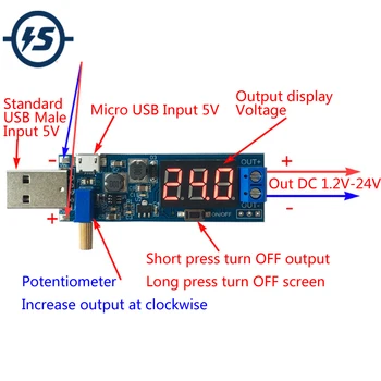 Boost Buck Converter USB Step UP / Down Power Supply Module DC-DC 5V to 3.3V / 12V Adjustable Out DC 1.2V-24V
Boost Buck Converter USB Step UP / Down Power Supply Module DC-DC 5V to 3.3V / 12V Adjustable Out DC 1.2V-24V