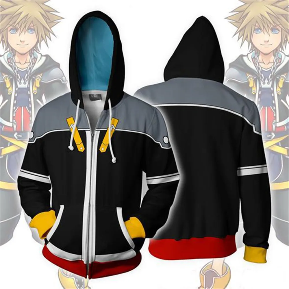 Anime Kingdom Hearts sora Ventus Sweatshirts 3D Printing zipper Jacket Hooded sweater coat tops cosplay Costume adult men women
Anime Kingdom Hearts sora Ventus Sweatshirts 3D Printing zipper Jacket Hooded sweater coat tops cosplay Costume adult men women
