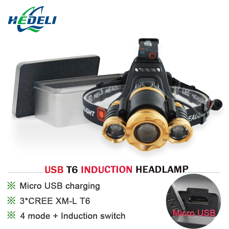 Powerful motion sensor head lamp USB charge Waterproof Scalable zoom Cree XML-T6 Lantern headlamp 18650 Rechargeable battery
Powerful motion sensor head lamp USB charge Waterproof Scalable zoom Cree XML-T6 Lantern headlamp 18650 Rechargeable battery