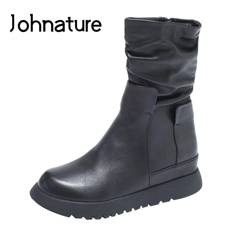 Johnature Genuine Leather Round Toe Boots Wedges 2020 New Autumn/Winter Solid Color Zipper Casual Handmade Women Shoes
Johnature Genuine Leather Round Toe Boots Wedges 2020 New Autumn/Winter Solid Color Zipper Casual Handmade Women Shoes